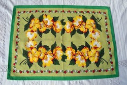Retro printed tablecloth, tea towel 58 x 41 cm flower pattern