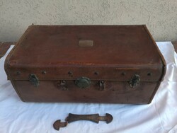 Antique large leather suitcase