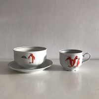 Penguin porcelain bowl and cup