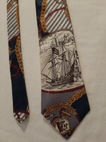 Jordache silk tie - jacquard - sailing ship pattern - like new - rarity (5)