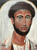 Fayum-portré -  akrilfestmény (40 x 30 cm)