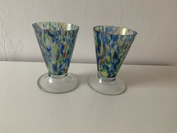2 db régi színes muránói váza 16 cm magas párban vagy külön is talpas
