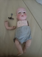 23 cm antik porcelán fejű baba