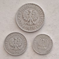 1971. Poland 1 zloty, 10, 20, groszy 3 pieces (168)