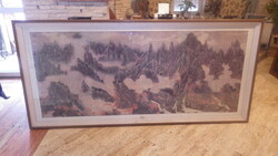 Gigantic oriental picture framed 216x101 cm