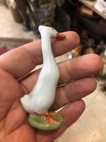Herend, white goose miniature hand-painted porcelain figurine, 7 cm