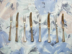 Ezüst nyelű süteményes kés és villa készlet (mind jelzett)