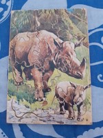 PUZZLE -  retro fa alapú keretes kirakó egyedi alakú elemek hiánytalan