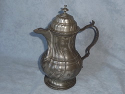 Antique pewter rococo pewter teapot wonderful shape 18th century with engraved monogram