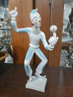 Ritka Drasche Art Deco Kézi Festésű Artista Bohóc Porcelán Figura.19 cm.