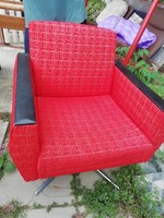 Retro armchairs 2 pcs red black leather decoration