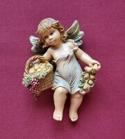 Régi retro vintage olasz festett plasztik gumi angyal figura vallási