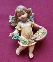 Régi retro vintage olasz festett plasztik gumi angyal figura vallási