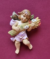 Régi retro vintage olasz festett plasztik gumi angyal figura vallási