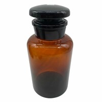 Óriás patika üveg, áttetsző karamell színű, csiszolt üveg dugóval - M1372