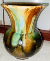 Special potted glazed belly applied art vase 14 cm