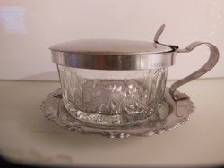 CUKORTARTÓ -  EZÜSTÖZÖTT - 14 x 12 x 5 cm - ANGOL - VASTAG - KRISTÁLY - HIBÁTLAN