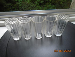 Ritka 12 szögletes lapra csiszolt vastagfalú  poharak