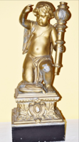 Angel with a Torch, Gold-Plated Building Ornament, Painted Enamelled Metal, 81 cm Tall