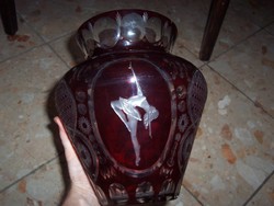 Beautiful burgundy crystal vase of a dancing woman