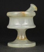 1O031 old small marble mortar with pestle 6.5 Cm