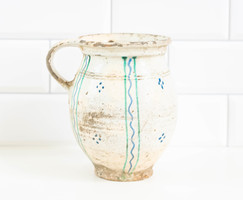 Old ceramic stoneware with greenish-yellow glaze - jug, jug, kössö - highlands / Nógrád / Gömör style
