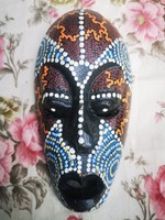 AFRIKAI FESTETT FA MASZK, 21 cm