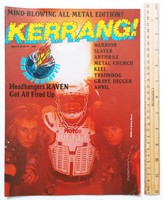 Kerrang magazine 85/4/4 raven warrior slayer kiss anthrax metal church keel accept grave digger tyson