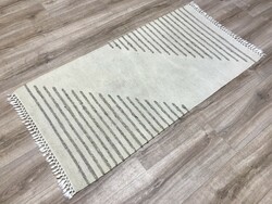 Kézi szövésű gyapjú-pamut szőnyeg, 68 x 143 cm