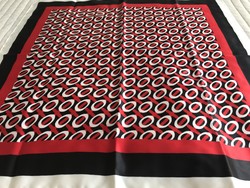 Abstract patterned scarf with red, white and black colors, 55 x 55 cm