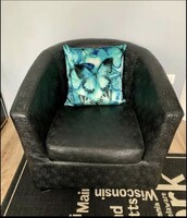 Mübör designer armchair with black crocodile pattern