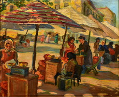 Ferenc Dinnyés (1886 - 1958) Szeged market 1927