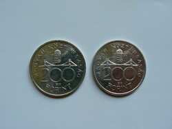 2 silver 200 HUF coins, Hungarian National Bank 1992 bu, original!