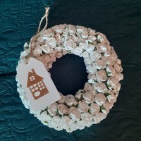 White rose wreath, door decoration