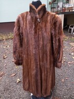 Elegáns, női vintage téli valódi szőrme kabát: nercbunda nagyon jó állapotban (L)