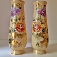 Pair of old hand-painted opal glass /opaline/ vases 36 cm.