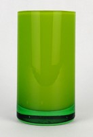 1O227 old green blown Scandinavian glass vase 15 cm