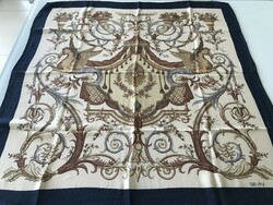 Vintage Sevini selyemkendő Pegazusokkal és bőségszerukkal, 82x80 cm