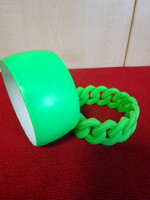 Green plastic, bijou bracelet, two pieces. Jokai.