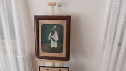 (K) interesting picture painting (?) Young man dressed in folk costume with frame 60x76cm