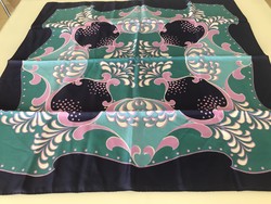 Vintage scarf with folk pattern, elegant colors, 65 x 65 cm