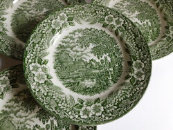 Broadhurst zöld jelenetes angol tányérok - 4 darab - 20.5 cm