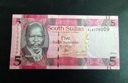 Dél-Szudán 5 Font bankjegy (UNC) 2015