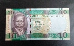 Dél-Szudán 10 Font bankjegy (UNC) 2015