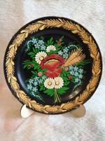 Zsolnay porcelain hand-painted wall plate with a unique pattern
