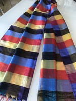 Indiai selyem stóla ragyogó színekkel, 185 x 55 cm