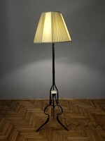Wrought iron floor lamp with a beautiful pistachio colored silk shade 178 cm