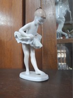 Hollóháza Káldor Aurél hand-painted ballerina porcelain figure, 13 cm.