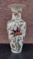 Zsolnay porcelán, liliomos, Deák Anita váza, 34 cm