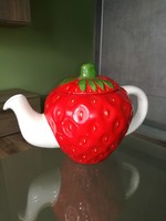 Rare ceramic strawberry teapot with logo on the bottom